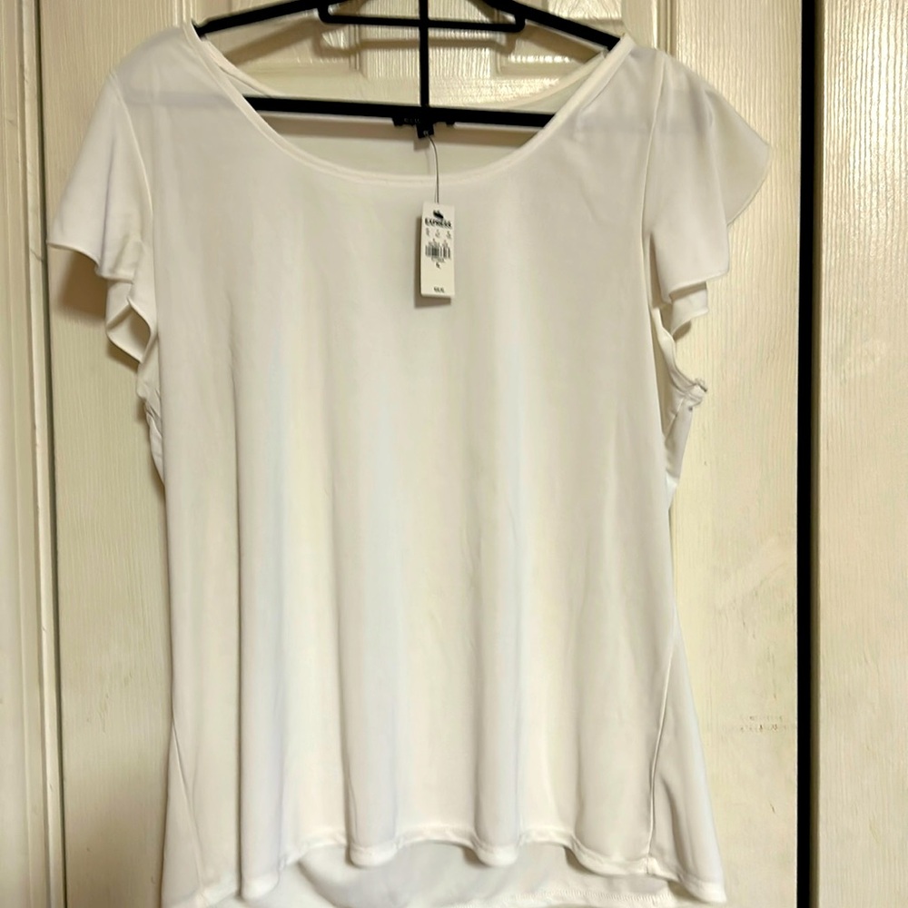 White blouse from express with flutter sleeves
